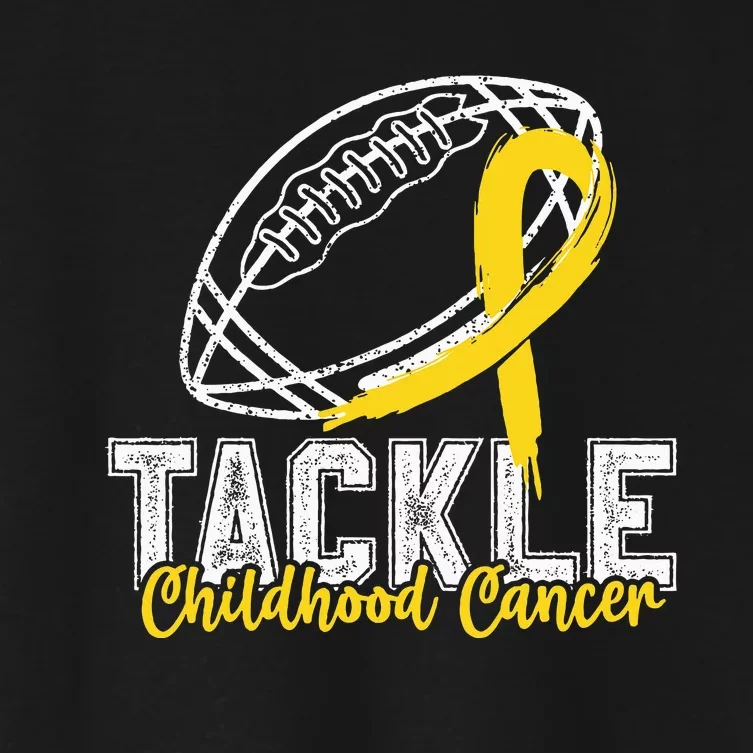 Tackle Childhood Cancer Football Childhood Cancer Awareness Women's Crop Top Tee