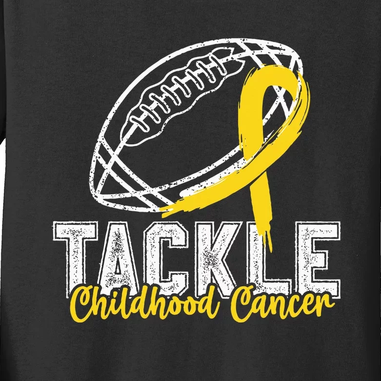 Tackle Childhood Cancer Football Childhood Cancer Awareness Kids Long Sleeve Shirt