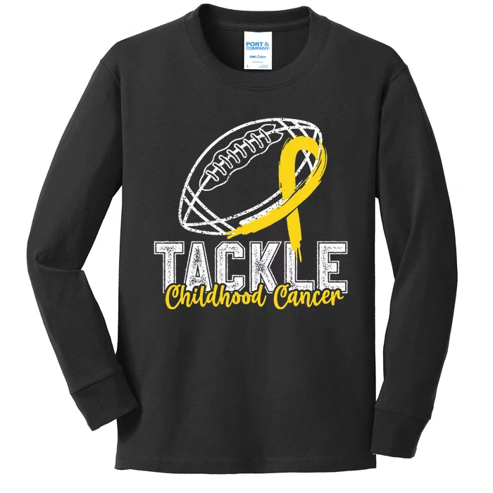 Tackle Childhood Cancer Football Childhood Cancer Awareness Kids Long Sleeve Shirt