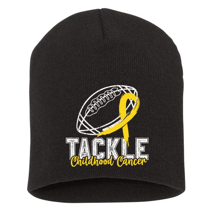 Tackle Childhood Cancer Football Childhood Cancer Awareness Short Acrylic Beanie