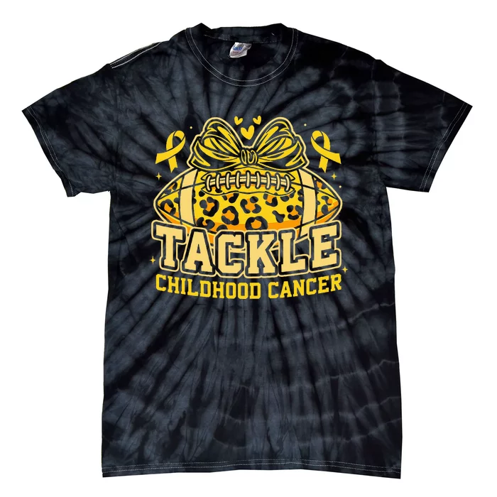 Tackle Childhood Cancer Football Childhood Cancer Awareness Tie-Dye T-Shirt