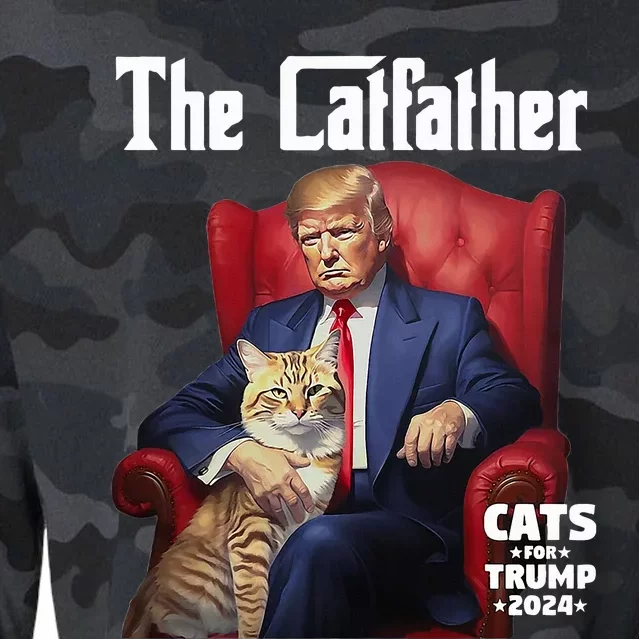 The Catfather Cat For Trump 2024 Cropped Pullover Crew