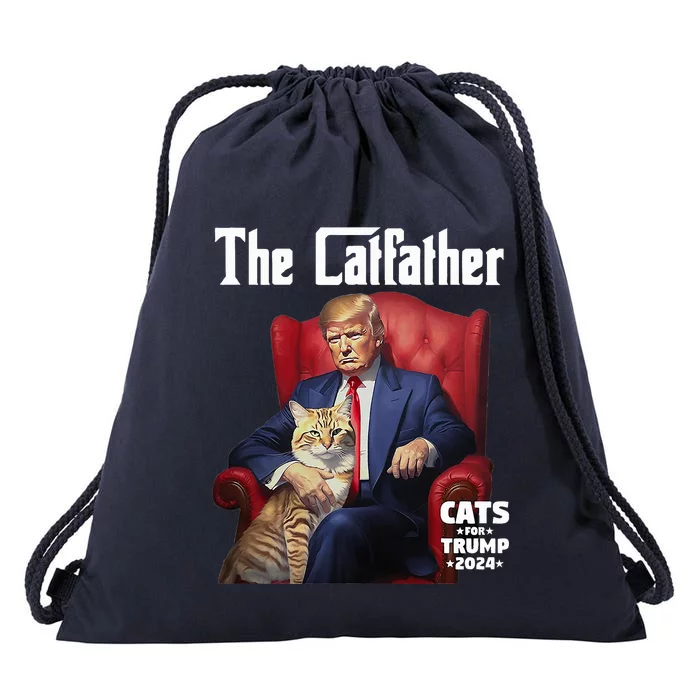 The Catfather Cat For Trump 2024 Drawstring Bag