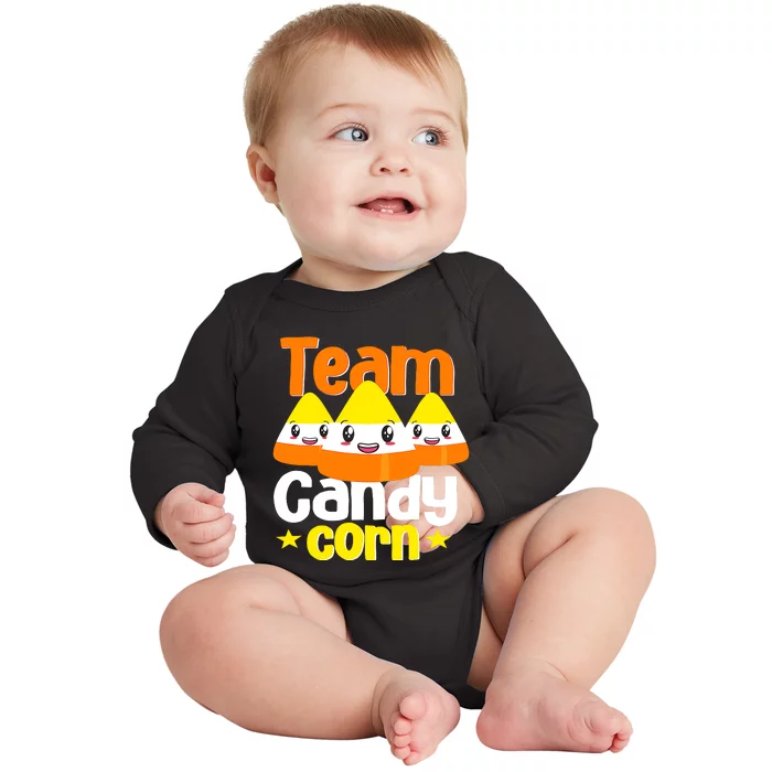 Team Candy Corn Halloween Costume Funny Baby Long Sleeve Bodysuit