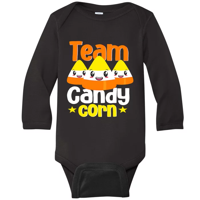 Team Candy Corn Halloween Costume Funny Baby Long Sleeve Bodysuit