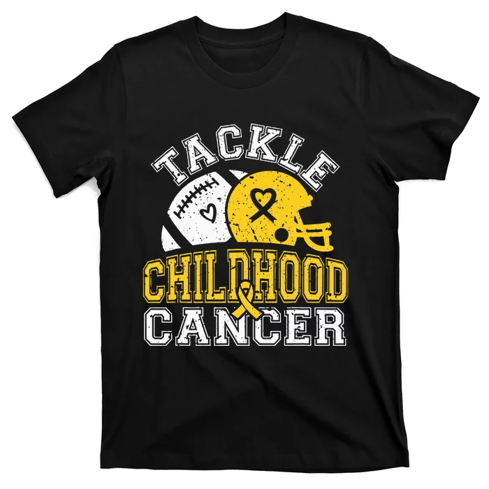 Tackle Childhood Cancer Football Childhood Cancer Awareness T-Shirt