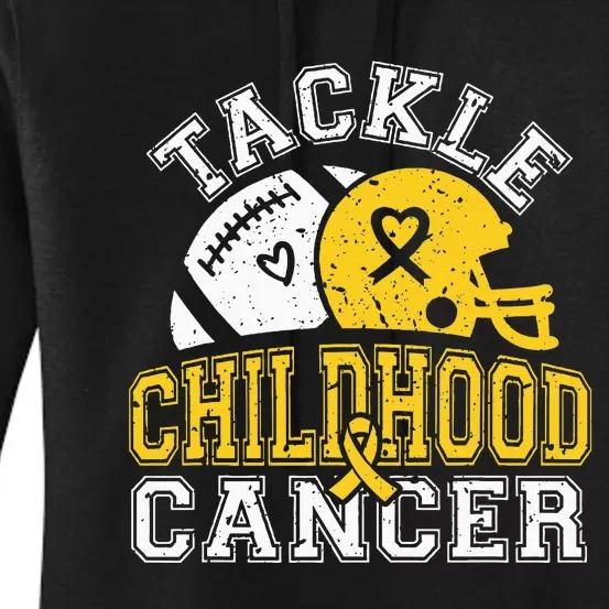 Tackle Childhood Cancer Football Childhood Cancer Awareness Women's Pullover Hoodie