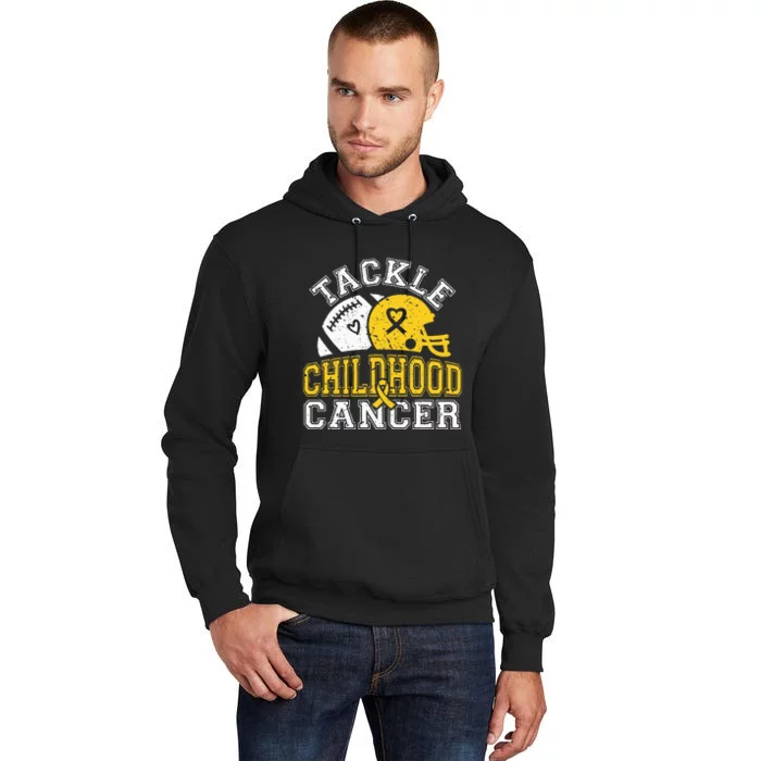 Tackle Childhood Cancer Football Childhood Cancer Awareness Tall Hoodie