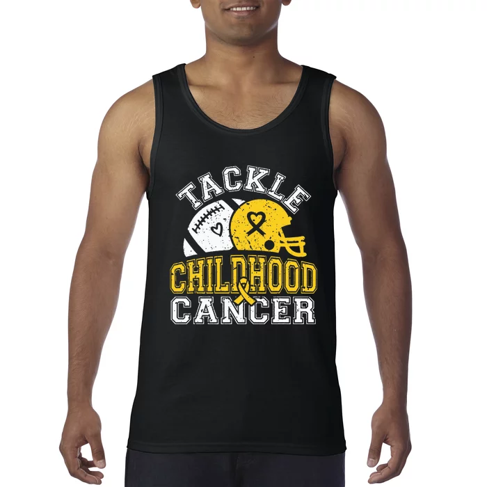 Tackle Childhood Cancer Football Childhood Cancer Awareness Tank Top