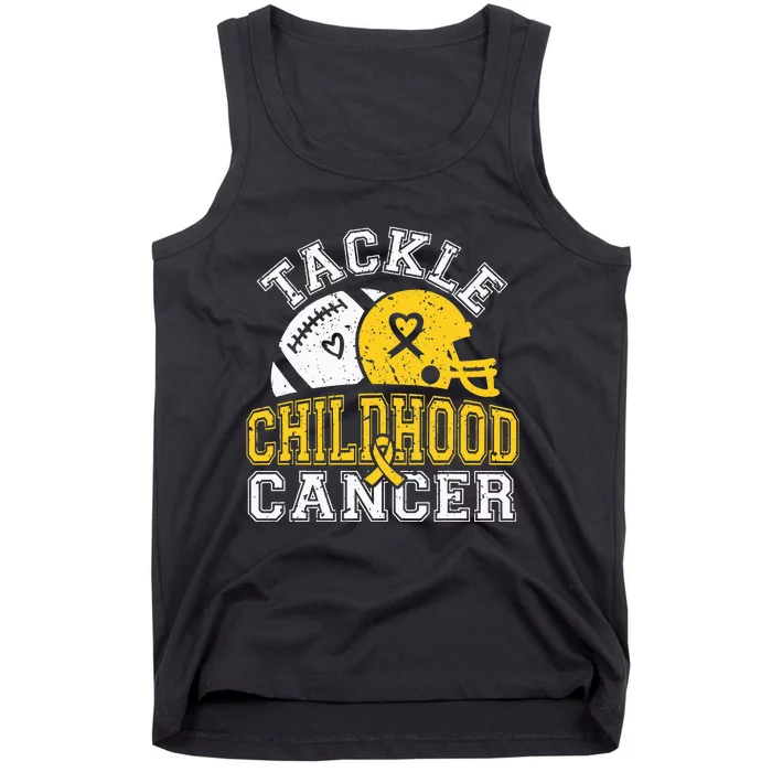 Tackle Childhood Cancer Football Childhood Cancer Awareness Tank Top