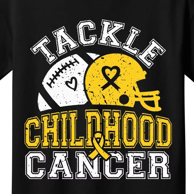 Tackle Childhood Cancer Football Childhood Cancer Awareness Kids T-Shirt