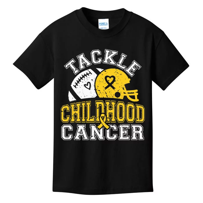 Tackle Childhood Cancer Football Childhood Cancer Awareness Kids T-Shirt