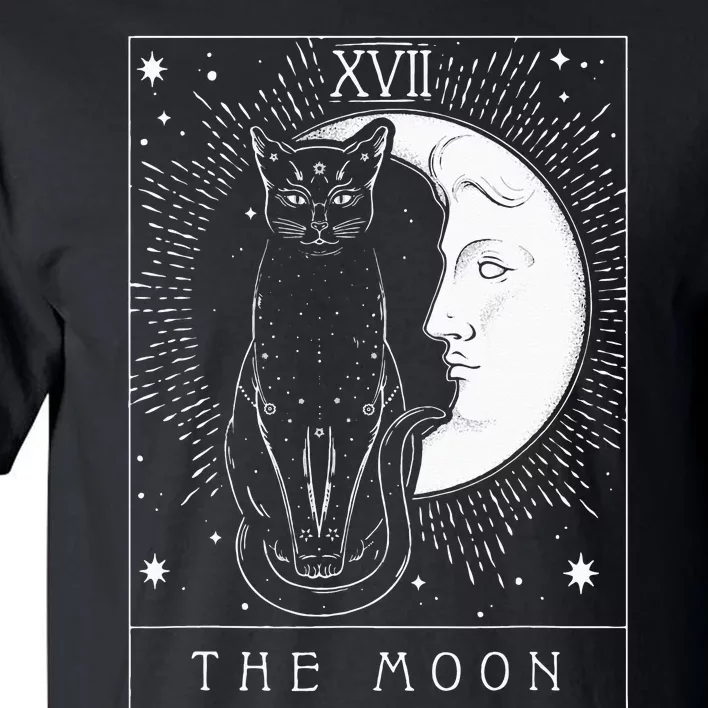 Tarot Card Crescent Moon And Cat Graphic Tall T-Shirt