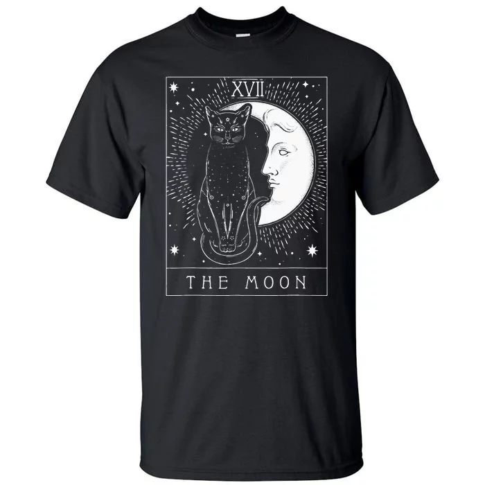 Tarot Card Crescent Moon And Cat Graphic Tall T-Shirt