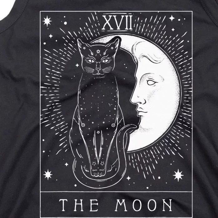 Tarot Card Crescent Moon And Cat Graphic Tank Top