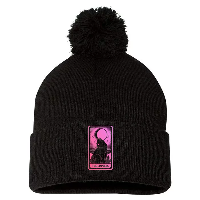 Tarot Card Cat Women Mystical Moon Occult The Empress Pom Pom 12in Knit Beanie