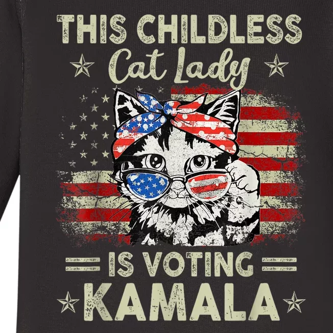 This Childless Cat Lady Is Voting Kamala Harris 2024 Baby Long Sleeve Bodysuit