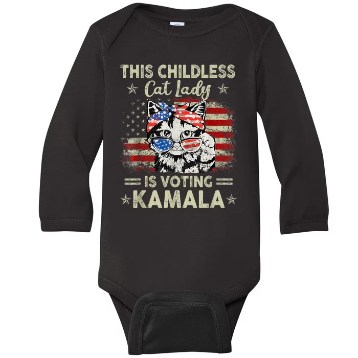 This Childless Cat Lady Is Voting Kamala Harris 2024 Baby Long Sleeve Bodysuit