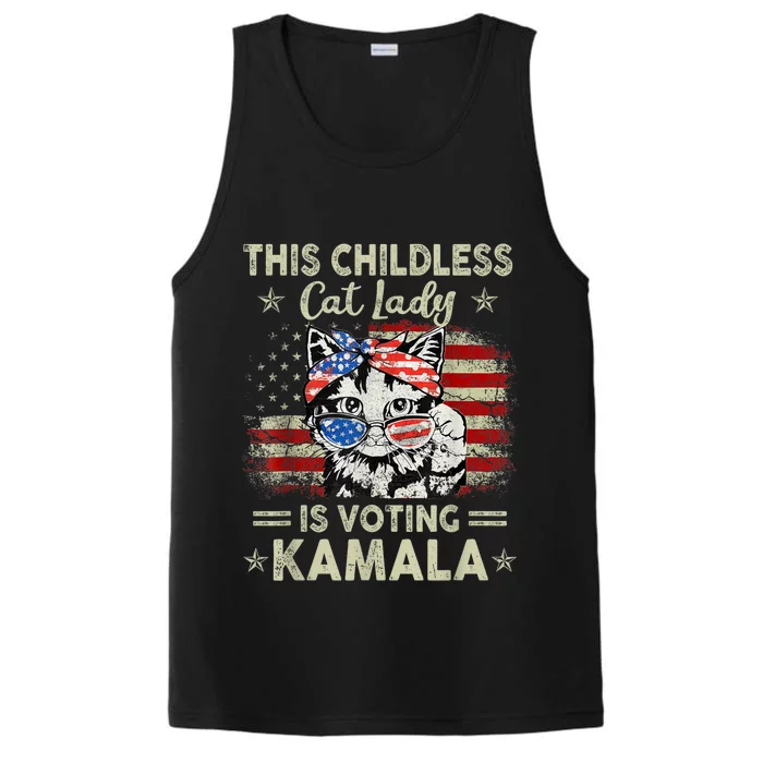 This Childless Cat Lady Is Voting Kamala Harris 2024 Performance Tank