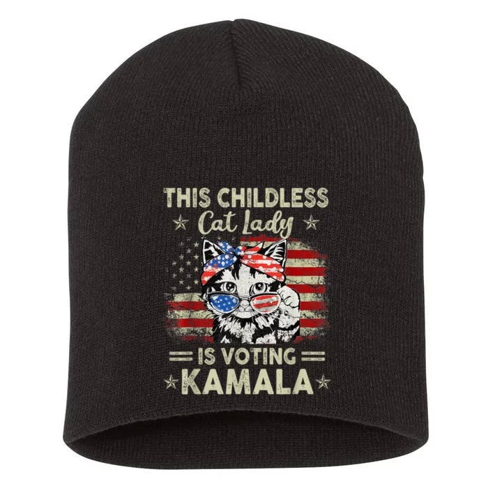 This Childless Cat Lady Is Voting Kamala Harris 2024 Short Acrylic Beanie