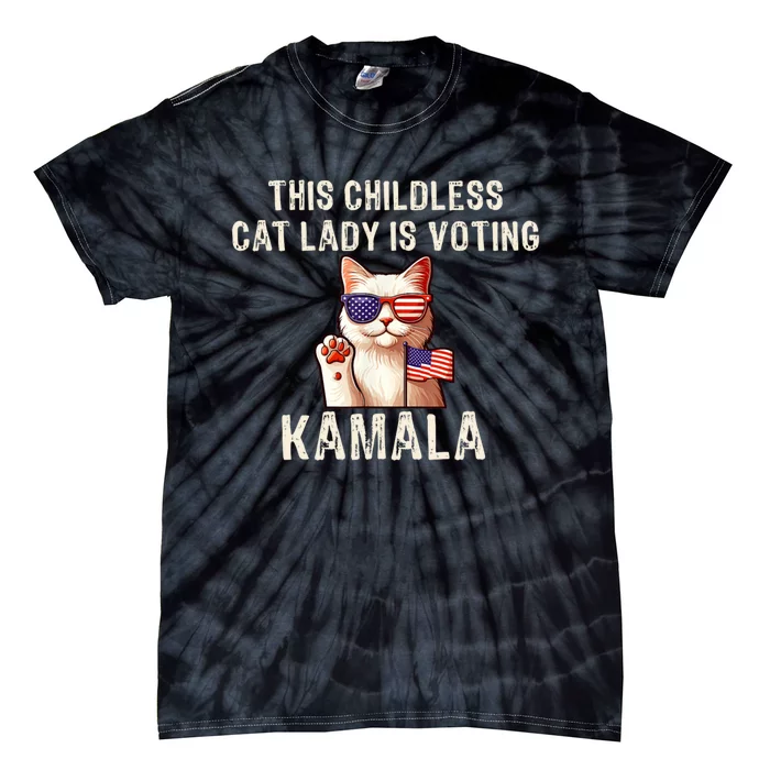 This Childless Cat Lady Is Voting Kamala Harris 2024 Tie-Dye T-Shirt