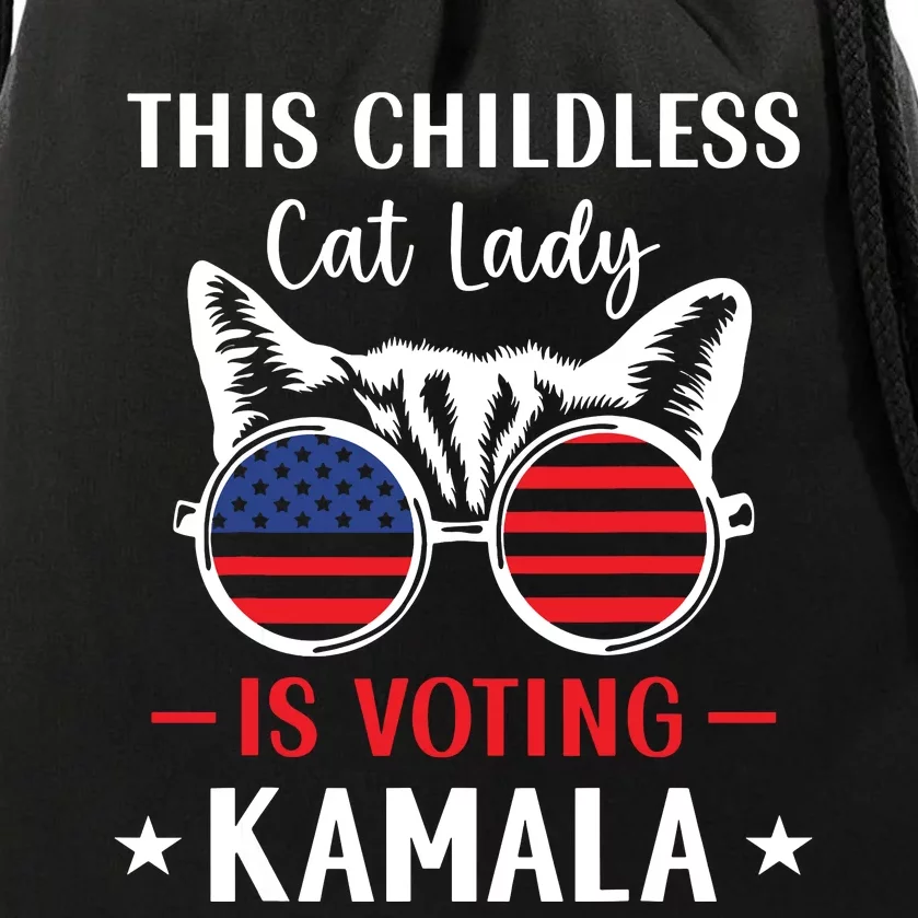 This Childless Cat Lady Is Voting Kamalaharris 2024 Drawstring Bag