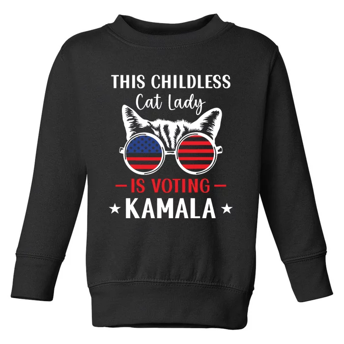 This Childless Cat Lady Is Voting Kamalaharris 2024 Toddler Sweatshirt