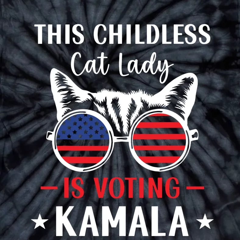 This Childless Cat Lady Is Voting Kamalaharris 2024 Tie-Dye T-Shirt