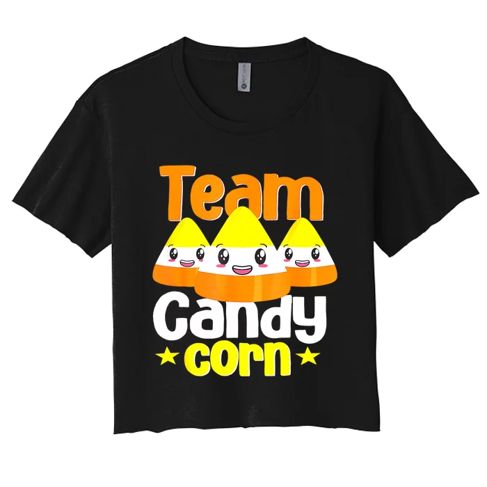 Team Candy Corn Halloween Costume Funny Women's Crop Top Tee