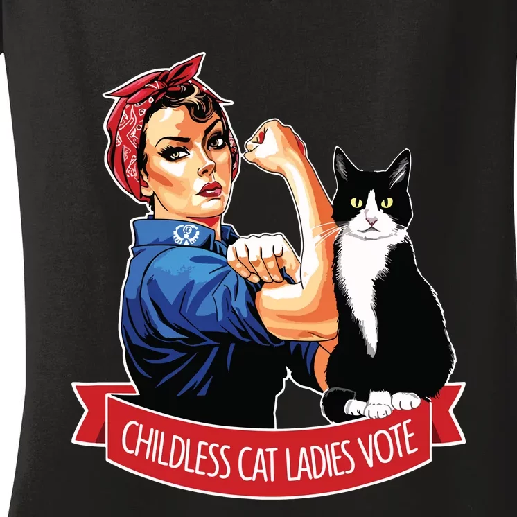 This Childless Cat Lady Is Voting Kamala Women's V-Neck T-Shirt