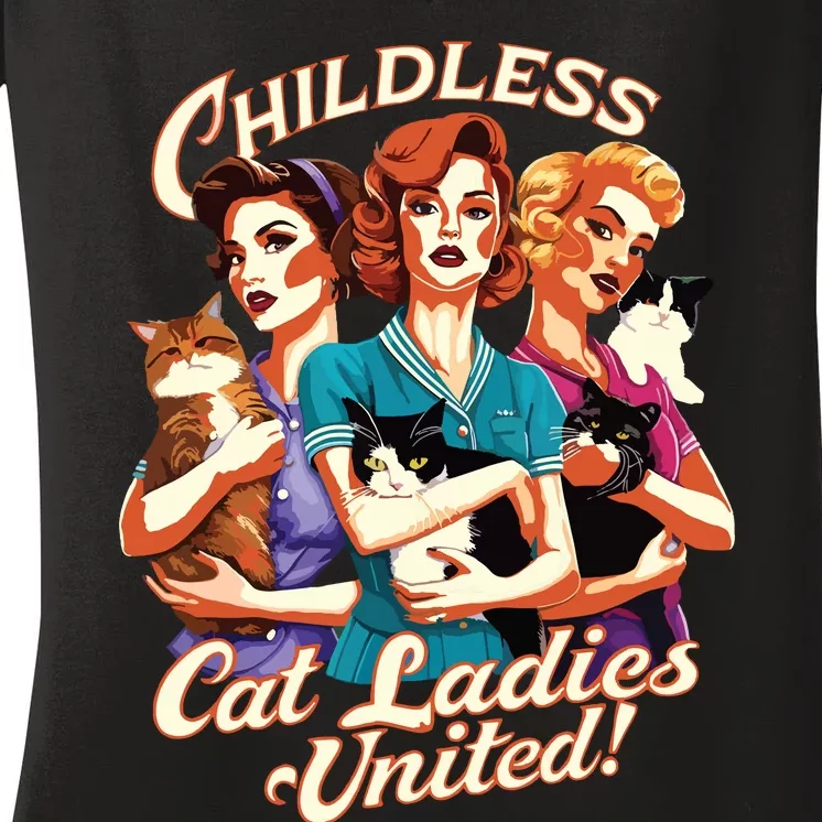 This Childless Cat Lady Is Voting Kamala Women's V-Neck T-Shirt