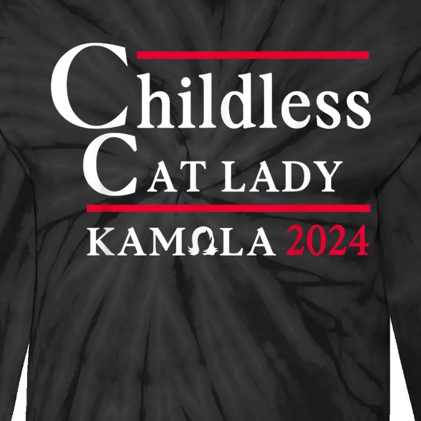 This Childless Cat Lady Is Voting Kamala Election 2024 Tie-Dye Long Sleeve Shirt