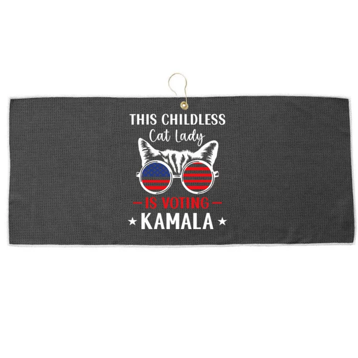 This Childless Cat Lady Is Voting Kamala Harris 2024 Large Microfiber Waffle Golf Towel