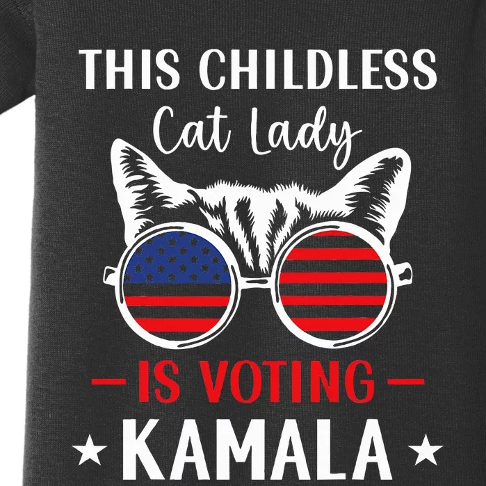 This Childless Cat Lady Is Voting Kamala Harris 2024 Baby Bodysuit