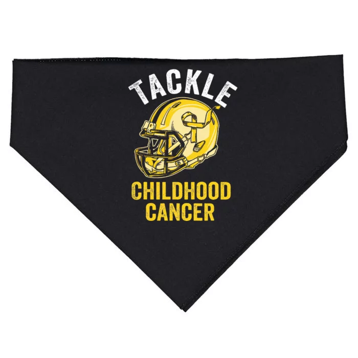 Tackle Childhood Cancer Awareness Football Gold Ribbon USA-Made Doggie Bandana