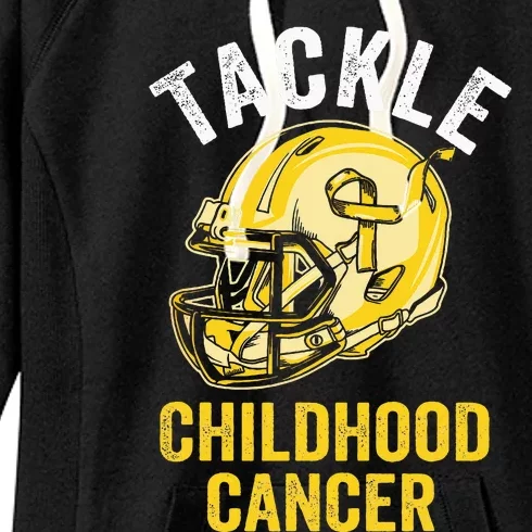 Tackle Childhood Cancer Awareness Football Gold Ribbon Women's Fleece Hoodie