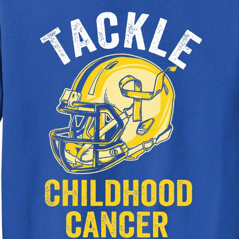 Tackle Childhood Cancer Awareness Football Gold Ribbon Tall Sweatshirt