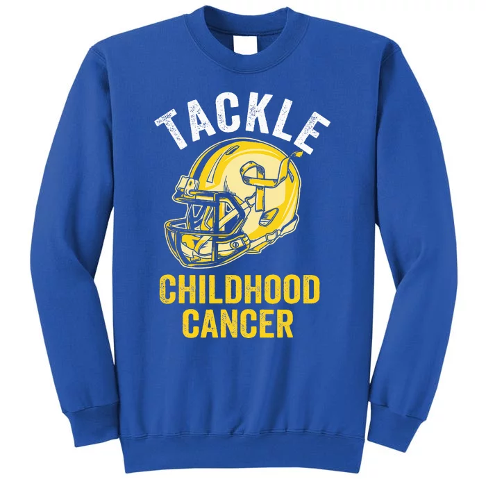 Tackle Childhood Cancer Awareness Football Gold Ribbon Tall Sweatshirt