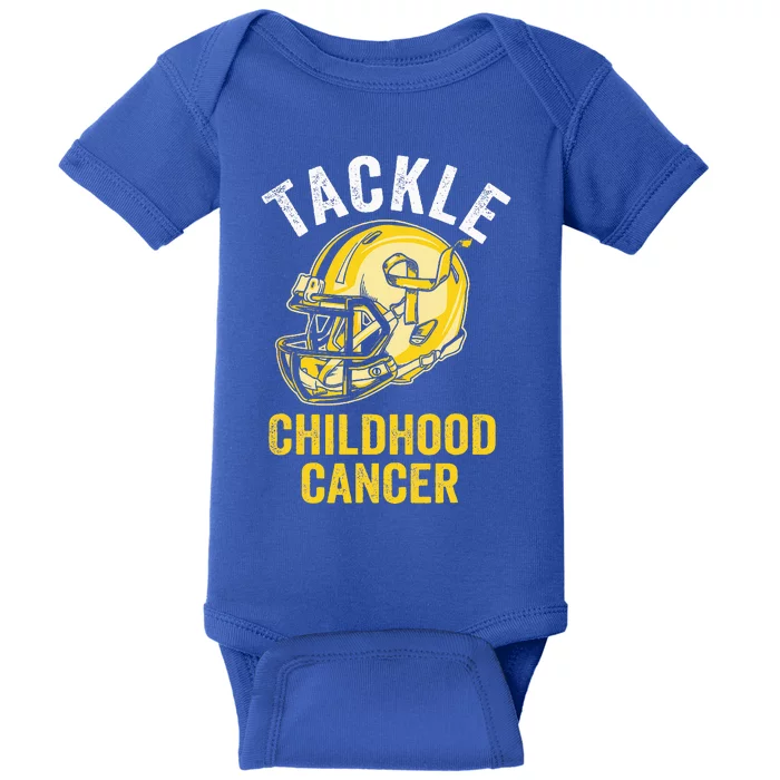 Tackle Childhood Cancer Awareness Football Gold Ribbon Baby Bodysuit