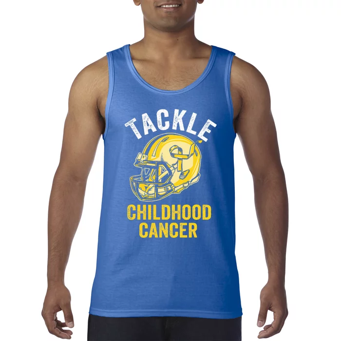 Tackle Childhood Cancer Awareness Football Gold Ribbon Tank Top