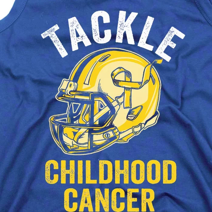 Tackle Childhood Cancer Awareness Football Gold Ribbon Tank Top