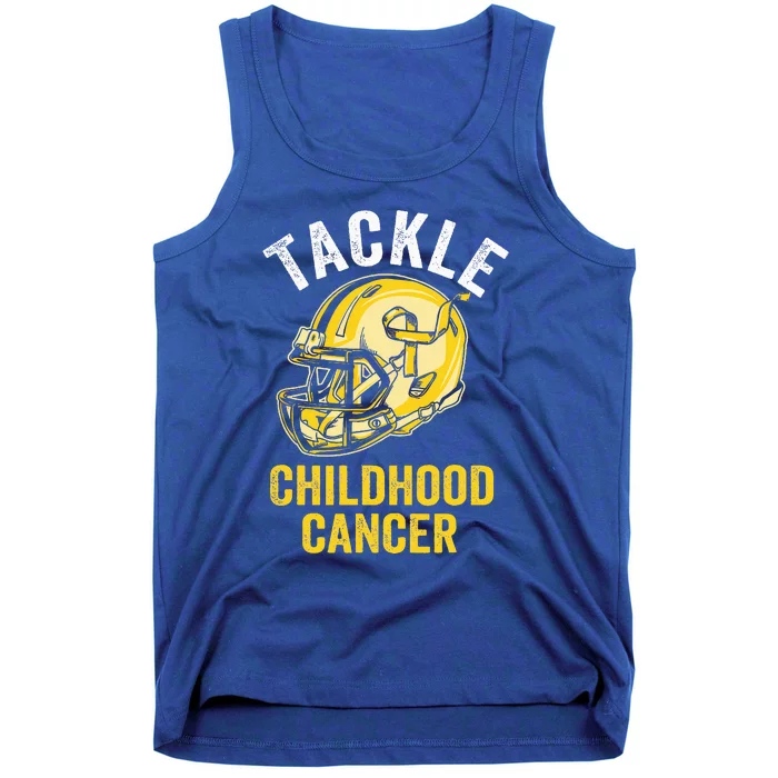 Tackle Childhood Cancer Awareness Football Gold Ribbon Tank Top