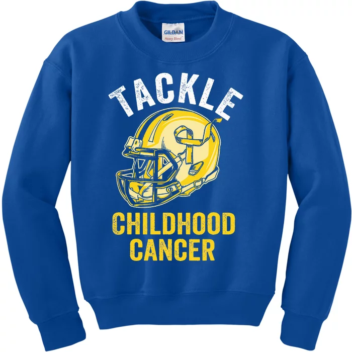 Tackle Childhood Cancer Awareness Football Gold Ribbon Kids Sweatshirt