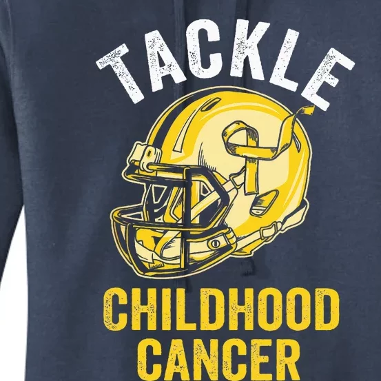 Tackle Childhood Cancer Awareness Football Gold Ribbon Women's Pullover Hoodie