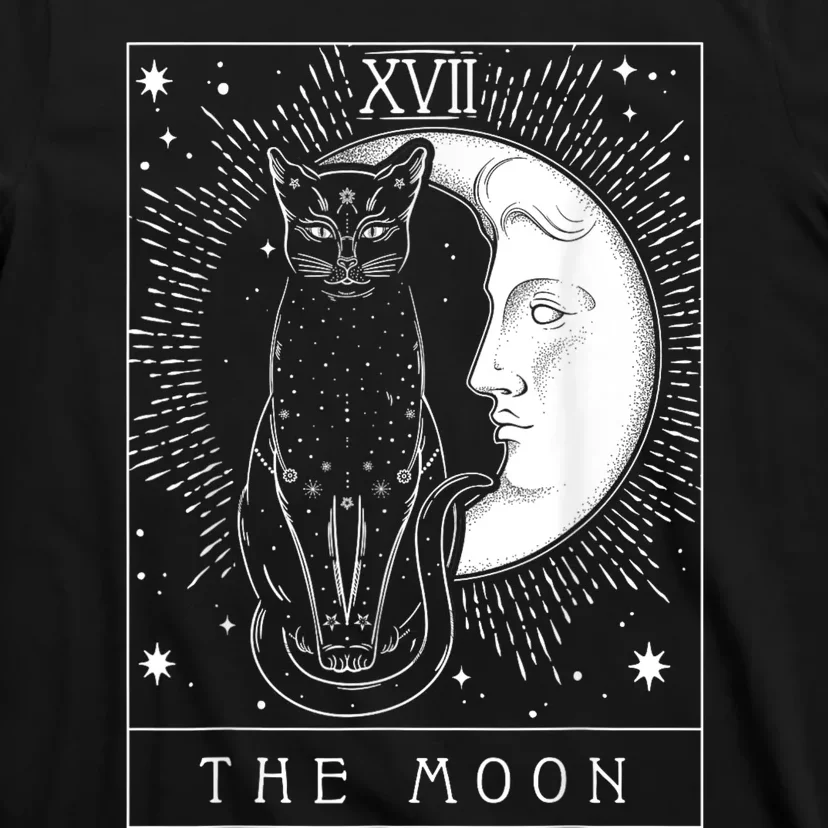 Tarot Card Crescent Moon And Cat Graphic T-Shirt