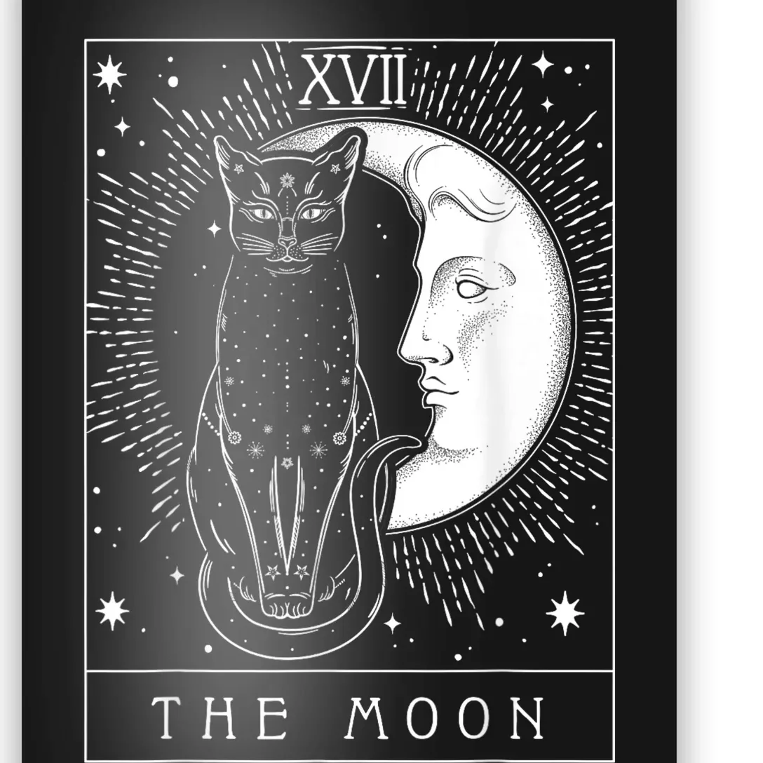 Tarot Card Crescent Moon And Cat Graphic Poster