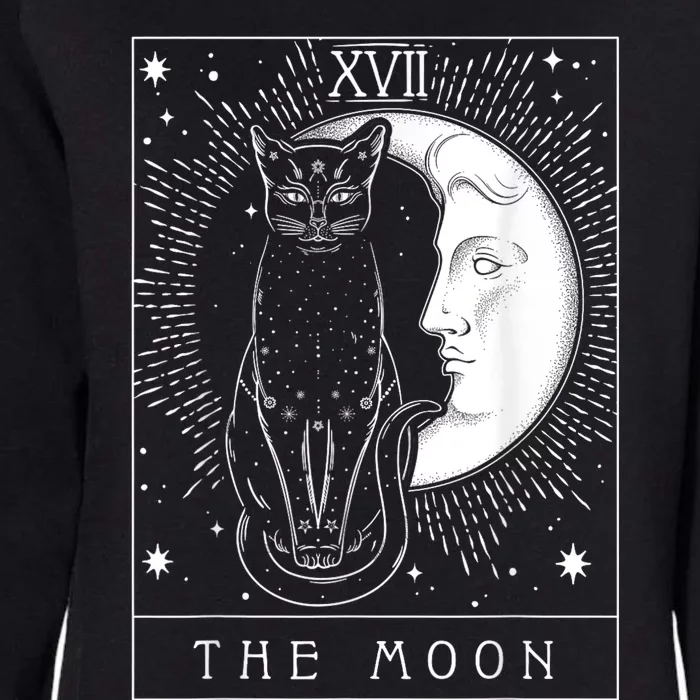 Tarot Card Crescent Moon And Cat Graphic Womens California Wash Sweatshirt