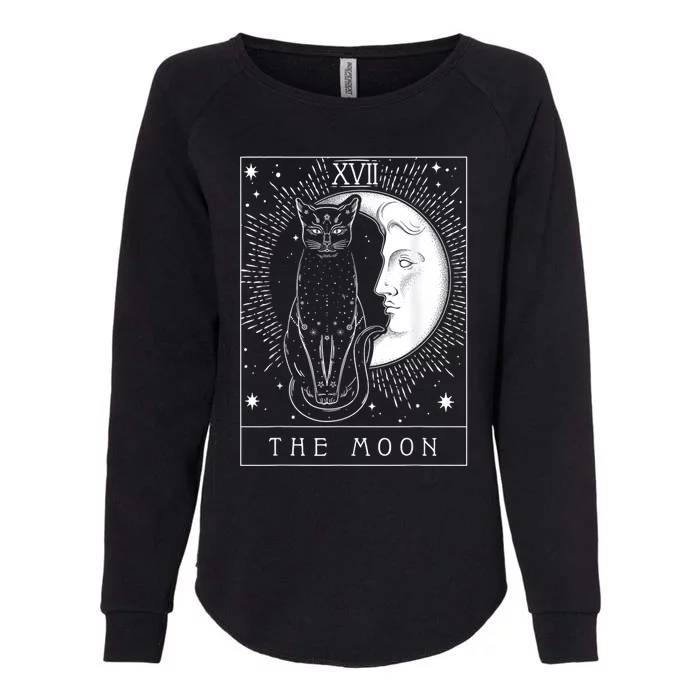 Tarot Card Crescent Moon And Cat Graphic Womens California Wash Sweatshirt