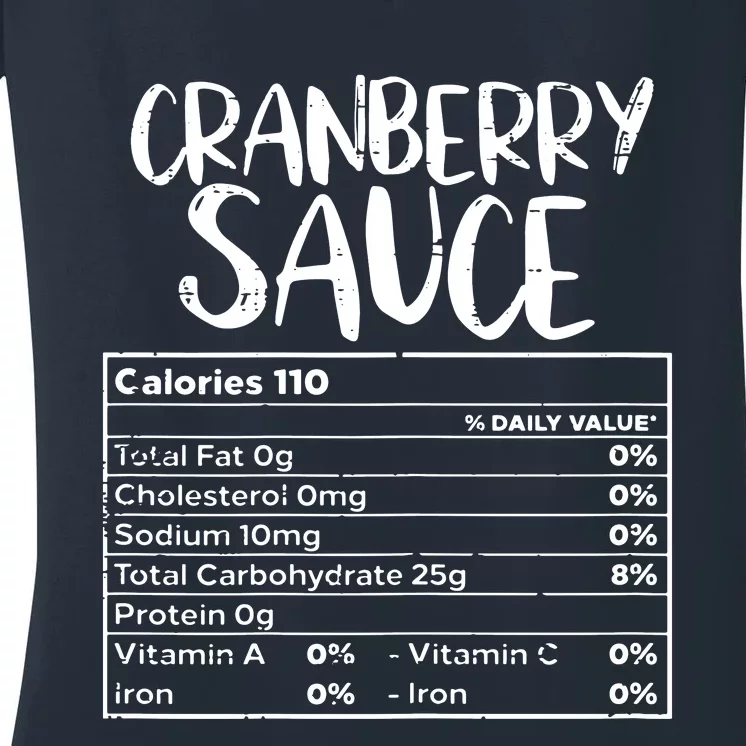 Thanksgiving Christmas Cranberry Sauce Nutritional Facts Women's V-Neck T-Shirt