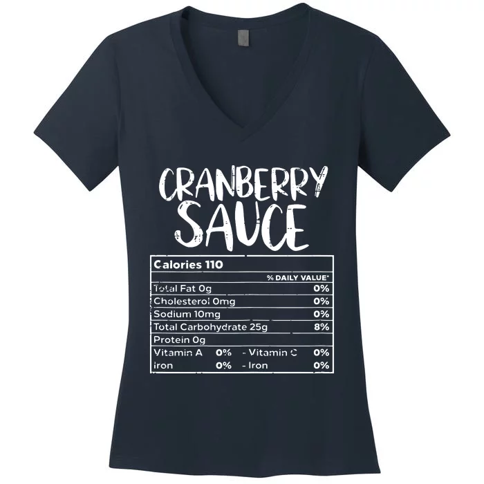 Thanksgiving Christmas Cranberry Sauce Nutritional Facts Women's V-Neck T-Shirt